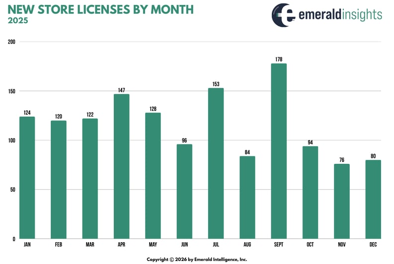 DiNew Store Licenses By Month 2025