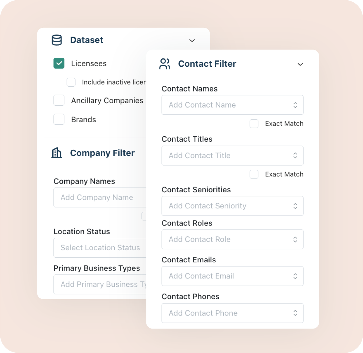 Emerald Intel Dataset types and Contact search filters